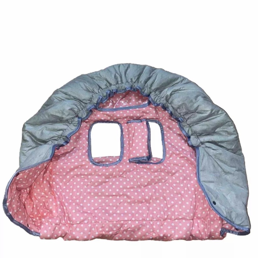 Baby Girl’s IcoPuca Shopping Cart High Chair Cover. Pink/White Polka Dots/Gray.